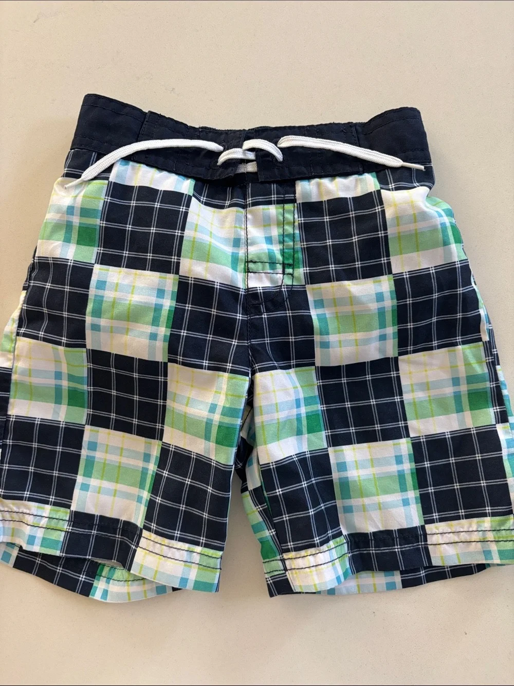 Gymboree Lot of 3 Boys 18-24 Months Plaid Swim Trunks and 2 Rashguards